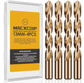 Metric 4Pcs M35 Cobalt Drill Bit Set, 13mm HSS Cobalt Jobber Drill Bits, for Hardened Metals, Stainless Steel, Cast Iron and Wooden Plastics