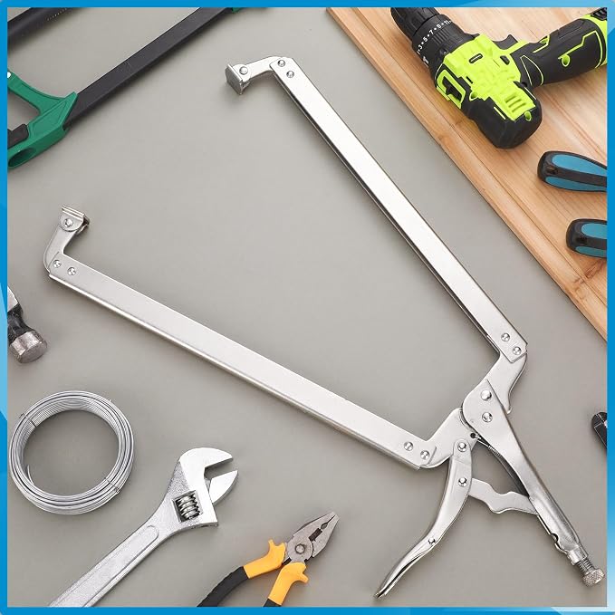Yexiya 24 Inch C Clamps Locking Pliers Welding Table Clamps Heavy Duty Locking Pliers Large Opening Adjustable with Grip Swivel Pads Alloy Steel for Woodworking Repair Home Auto Workshop