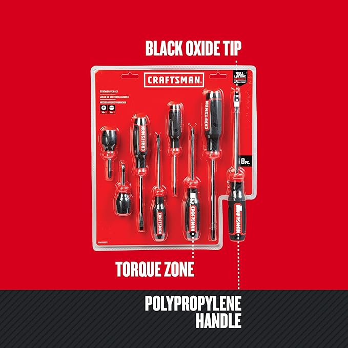 CRAFTSMAN Screwdriver Set,Bi-Material,8 Piece Set (CMHT65075N),(Pack of 4)