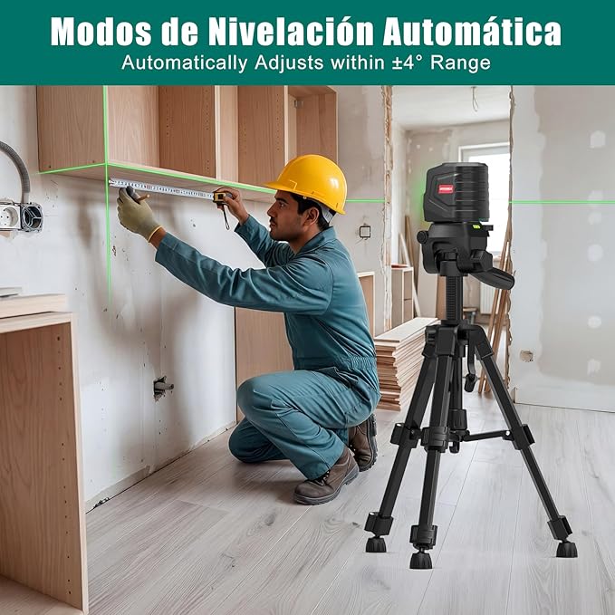 HYCHIKA Laser Level with Tripod 360° Self Leveling, Green Cross Line Nivel Laser with Tripod 26 In, Lazer leveler tool for Picture Hanging DIY Construction Renovation Floor Tile Class II, <1mW