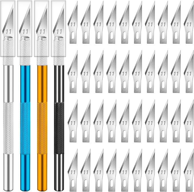 DIYSELF Exacto Knife, 4 PCS Craft Knife with 40 Exacto Blades #11, Professional Hobby Knives, Precision Knives for Crafting, Scrapbook, Modeling, Carving, Art
