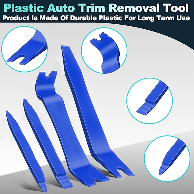 Keze 7 Pcs Auto Plastic Trim Removal Pry Tool & Clip Plier Remover Kit for Removal Car Body Upholstery Door Panel Dashboard Automotive Push Rivets Fasteners-Blue