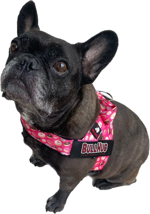Adjustable Dog Harness– No Pull, No Choke – for English Bulldogs, French Bulldogs, Pugs & Broad-Chested Breeds – Easy, Safe Walks (Donuts, Small)