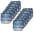 Lunarable Lighthouse Chair Cushion Pads Set 12, Lighthouse Thunderstorm Turbulent Wind Moody Weather Dramatic Sky Scene, Anti-Slip Seat Padding for Kitchen & Patio, 16"x16", Navy Blue Dimgray