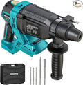 MtiolHig 1" SDS-Plus Cordless Rotary Hammer Drill Compatible with M-akita 18V Battery, 3J Impact Energy Brushless Motor, 7-Speed Variable 4-Mode with 5 Chisel/Bit Set for Concrete/Masonry, Tool Only