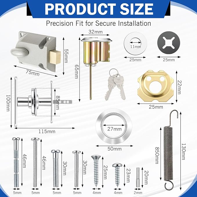 MorningRo Garage Door Locks Set with T-Handle & Keys Twist Deadbolt Locks | Center Mount Design, Diecast Aluminum Cylinder, Twist Knob Locks, Secure Deadbolt for Garage Door Security