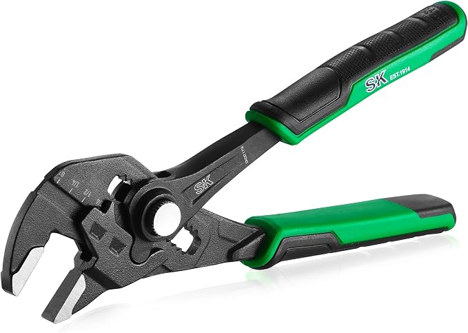 SK 7.5" Pliers Wrench, Smooth Parallel Jaw Water Pump Pliers, CR-V Steel | Groove Joint Pliers, Adajustable 13 Positions Up to 1-1/2" Jaw Capacity, Ergonomic Anti-slip Handle for Comfortable Grip