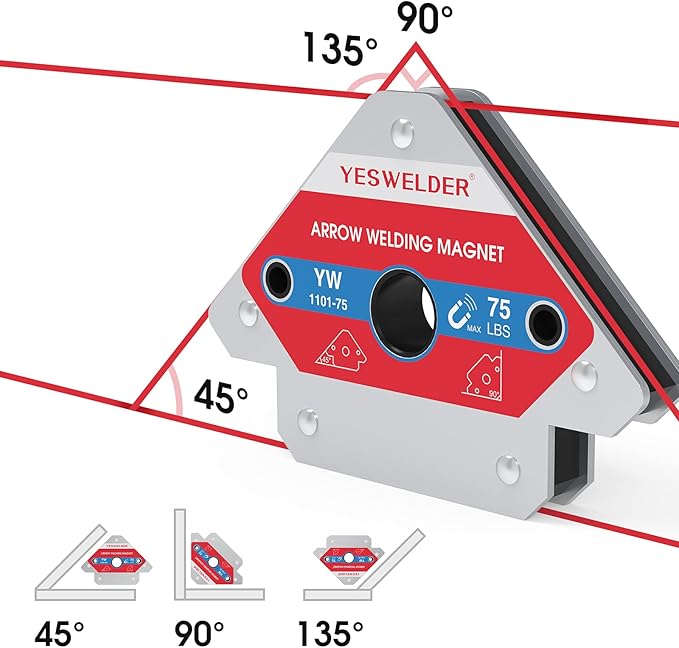 YESWELDER 75 LB Welding Magnet 2 Pieces of Magnetic Welding Holder 75 LBS Holding Power Welding Accessories (Pack of 2)