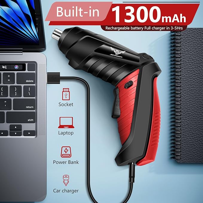 JENABOM Electric Screwdriver Cordless Rechargeable Small Drill Set 3.6V Li-ion 3.5Nm Max Torque Electric Rotatable with LED Light Screwdriver,14Pcs