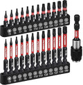 25-Piece Torx Bit Set, 1''&2.5'' Security Tamper Proof Torx Impact Screwdriver Bits, T5-T40 CNC Machined Magnetic Tips, S2 Steel Star Bit, High Torque Strength Precision Tools with Storage Box