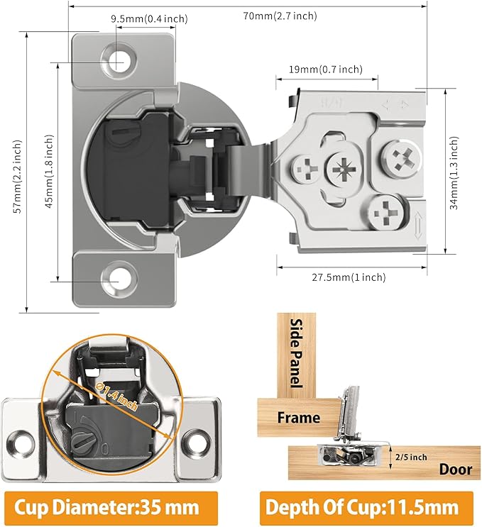 Chibery 50 Pack 5/8" Overlay 4D Soft Close Concealed Hinges for Face Frame Door, Adjustable Closing Speed, Smooth Slow Self Close Hinges, Satin Nickel, 105° Open Angle Stainless Steel Cabinet Hinges