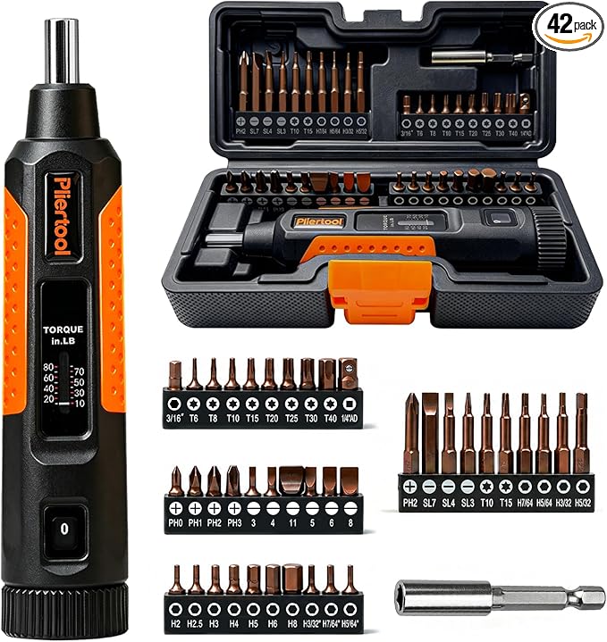 42Pcs Preset Torque Screwdriver Wrench Driver Set 10-80 Inch Pound | 1/4” Drive Torque Wrench Screwdriver Set with S2 Bits for Maintenance, Tools, Bike Repairing and Mounting