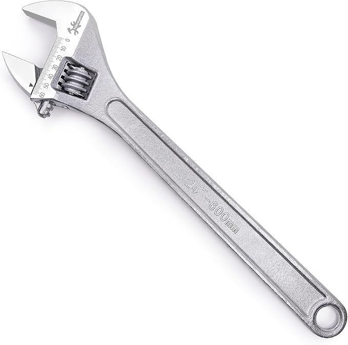 Navegando 24 Inch Large Heavy Duty Adjustable Wrench, 2.36 Inch Big Jaw Opening, High Titanium Steel Forged Industrial Long Handle Wrench for Automotive, Construction, Farm Repair