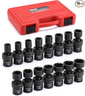 CASOMAN 15 PCS 1/2" Drive Standard Universal Impact Socket Set, 6 Point, Metric,10-24mm