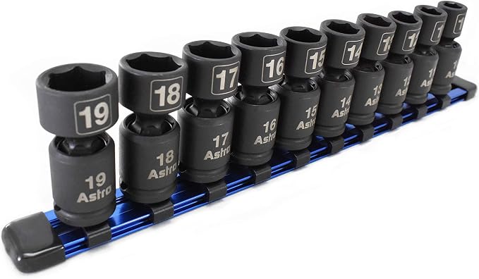 Astro Pneumatic Tool 78344 Metric 3/8" Drive Nano Pinless Universal Impact Sockets (10Piece)