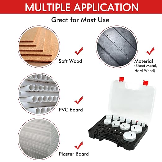 Hole Saw Kit Bi Metal, with 3/4" to 2-1/2" 22 PCS Saw Blades in Case, Hole Saw Set for Metal, Wood and Plastic, with Clean and Smooth Cutting Edge, Fast Chip Removal