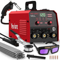 120A Mig Welder, 3 IN 1 Gasless Flux Core MIG/Lift TIG/Stick Welder Machine with Synergy, 110V Multiprocess Welding Machine with Welding Googles Rods Wire for Beginners & Professionals