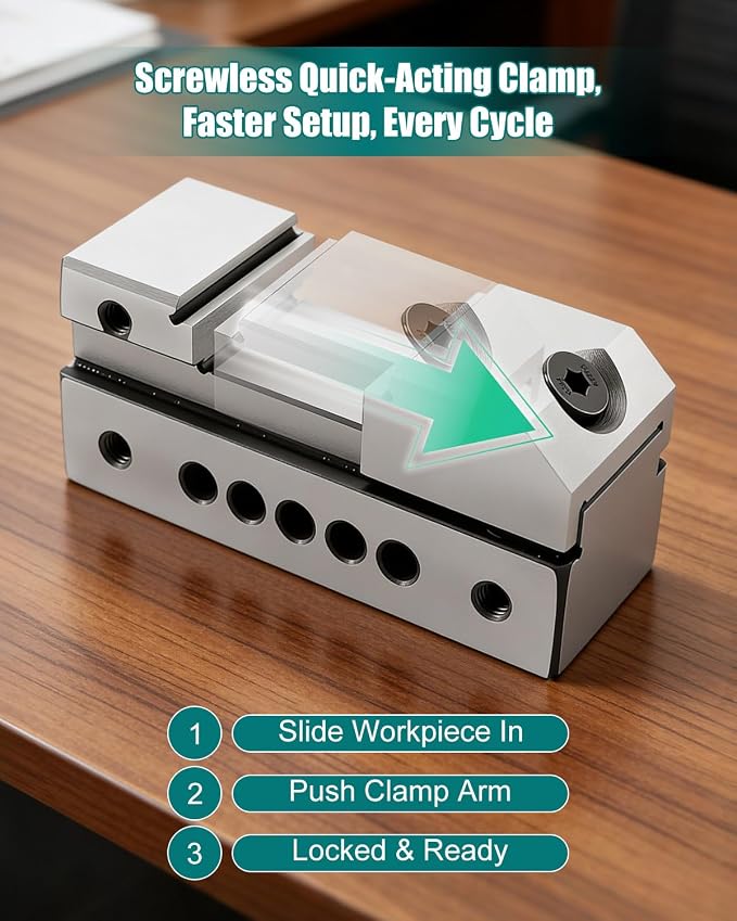 1In Precision Screwless Mini Grinding Vise, Alloy Steel Insert Vise
