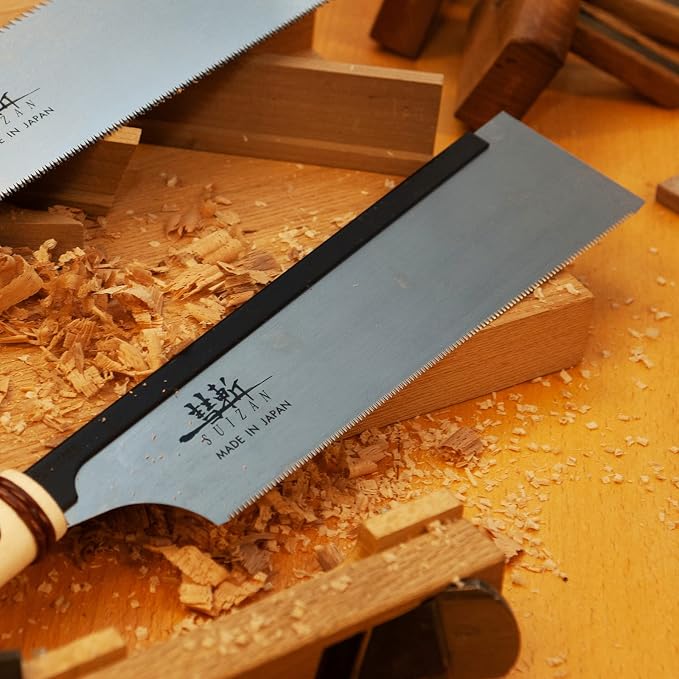 SUIZAN Dozuki Dovetail Saw 9.5" Cross Cut - Japanese Pullsaw Hand Saws | Professional Pull Saw for Woodworking Joinery Tenon Furniture Making DIY Tools Fine Wood Cut Sharp Replaceable Blade