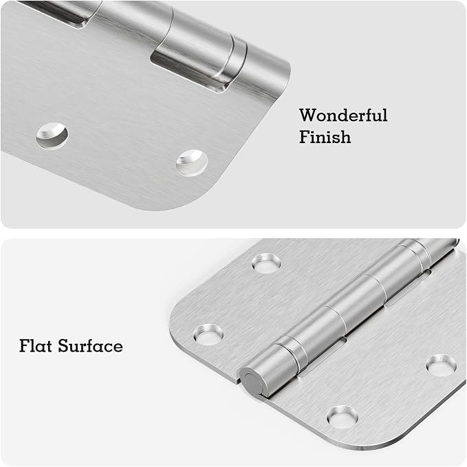 30 Pack Hardware Door Hinges Brushed Nickel 3.5 Inch Rounded Lasting Mute Integral Ball Bearing Door Hinges 3 1/2" 5/8" Radius, Exterior or Interior Hinge for Wooden Doors Retreat Mansion Villa Loft