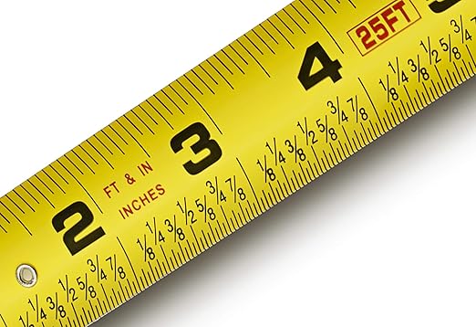Greendale – 6 Pack Tape Measures 25 ft – Easy-Read Fractions, Magnetic Tip, Quick-Lock & Auto-Retract – Heavy-Duty Measuring Tape with Belt Clip – Red/Orange