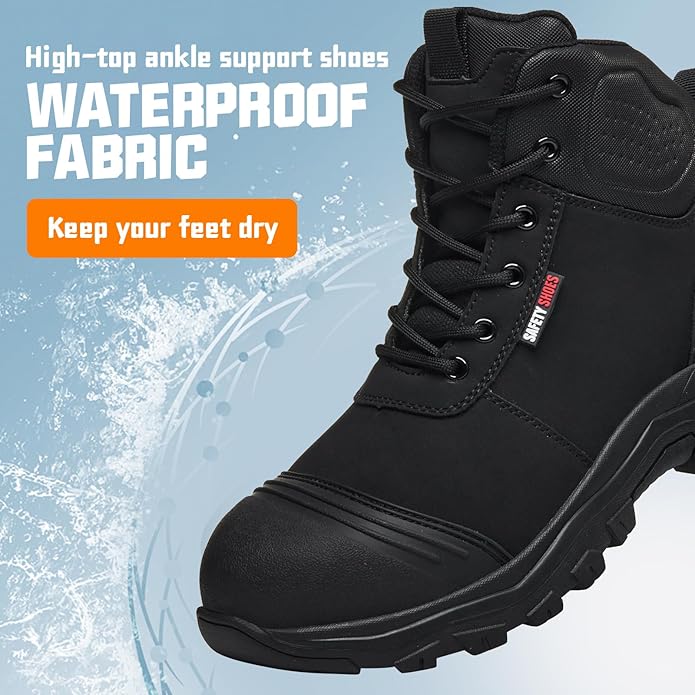 Work Boots for Men,Lightweight Breathable High Top Steel Toe Boots,Indestructible Steel Toe Shoes,Non Slip Safety Work Shoes.