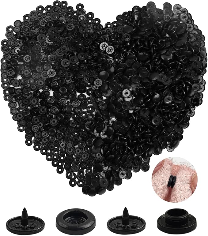 NXTOV 960pcs Plastic Snaps, T5 White Snaps Starter Fasteners Kit, No-Sew Buttons for Crafts Cloth