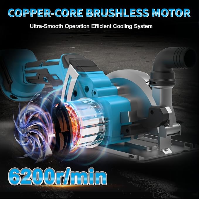 6 Inch Cordless Circular Saw for Makita 18V Battery (No Battery), 6200RPM Brushless Motor, 0-45° Cutting Bevel, 2"(90°) 1.3"(45°) Max Cutting Depth, Power Saw for Wood Plastic PVC