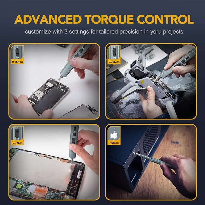 VIGRUE Electric Screwdriver, 155 IN 1 Mini Precision Screwdriver Set, 3 Torque Settings with 140 Magnetic Precision Bits, Power 650mAh Cordless Screwdriver Kit for Laptop Camera Watch Drones Repair