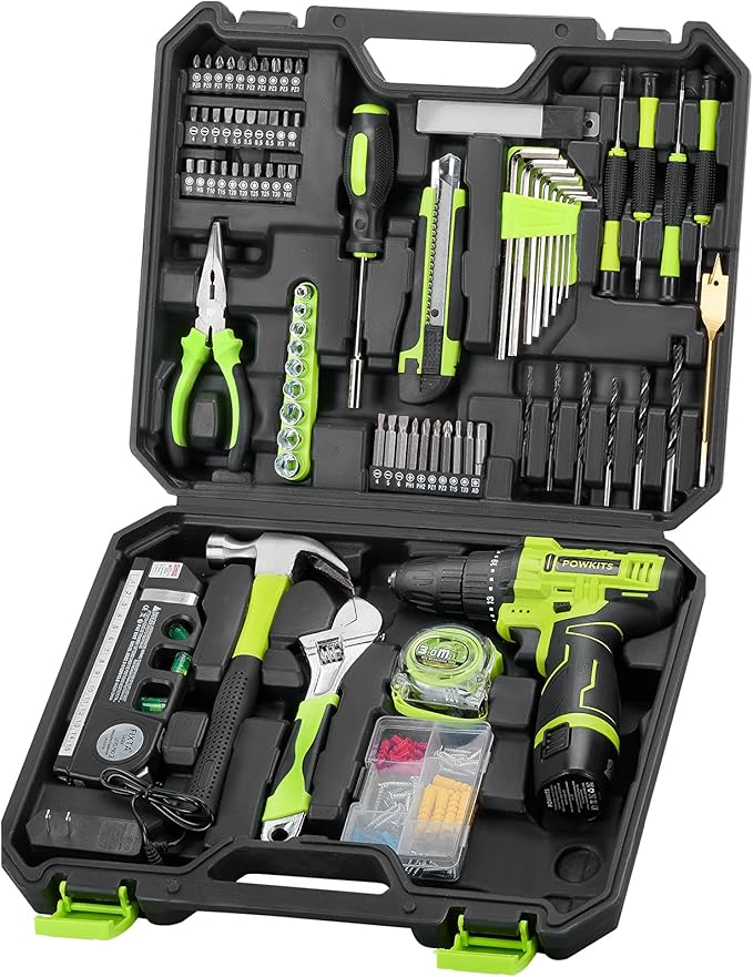 Cordless Drill Tool Set: 12V Power Drill Tool Kit with Battery & Charger, Portable Household Basic Drills Case for Men & Women, Homeowner, Diyer, Handyman, 142 Piece