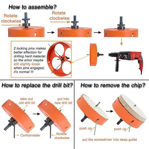 8-1/4 Inch Hole Saw with Arbor for Metal Wood Plastic, 8.25 in Bi-Metal Hole Cutter for Different Project with Smooth and Flat Drilling Edge, Fast Chip Removal, Lighter and Portable