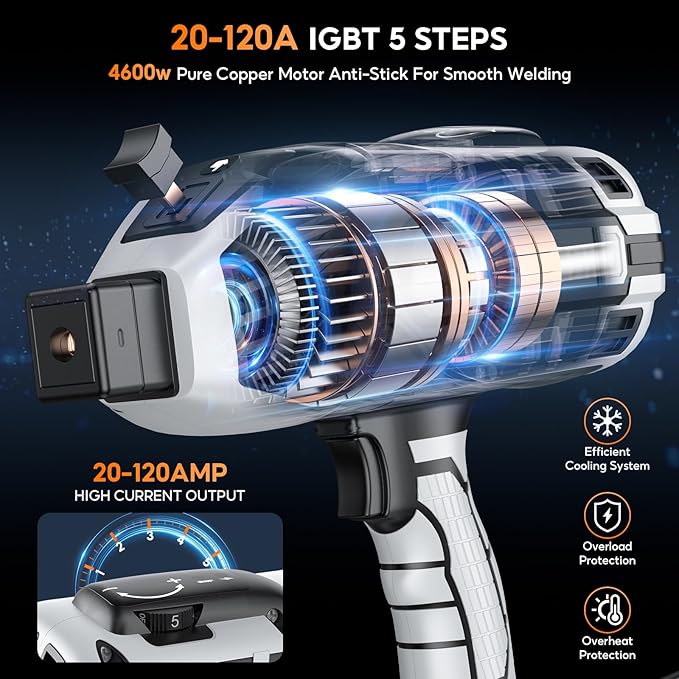 Portable Handheld Welding Machine - 110V IGBT Inverter Handheld Welder, 20-120A Portable ARC Welder, Hot Start & Anti-Stick for 3/32"-1/8" Welding Rods, Father's Day Gift for Men(Grey)