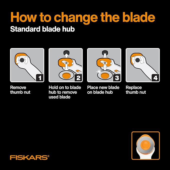 Fiskars 193730-1004 Straight Rotary Replacement Blades, 60mm, 5 Pack , Silver