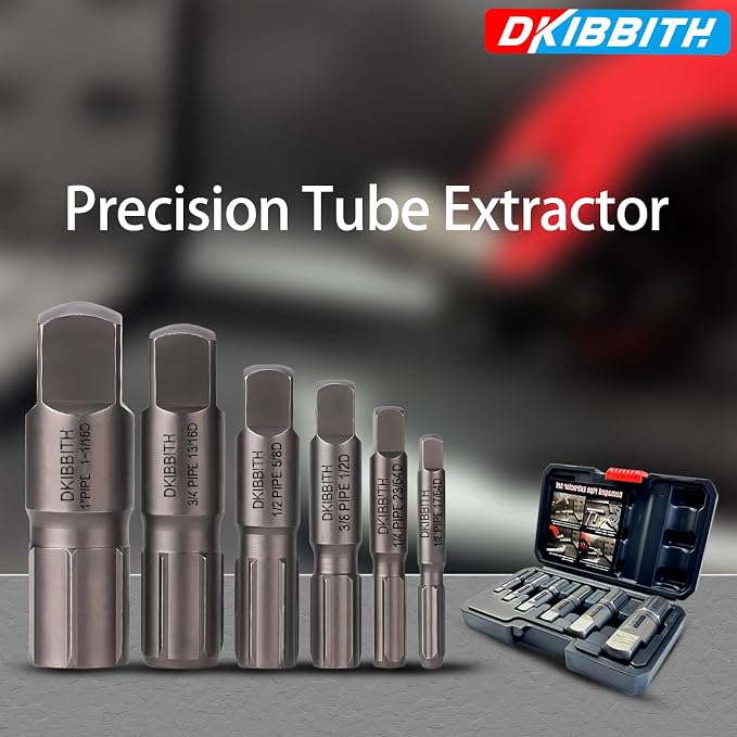 Pipe Extractor Set, 6-Piece Heavy Duty Steel Broken Pipe Extractors for Removing Damaged Threaded Pipes & Fittings from 1/8" to 1", with Durable Storage Case, Ideal Tools for Plumbers Mechanics DIY