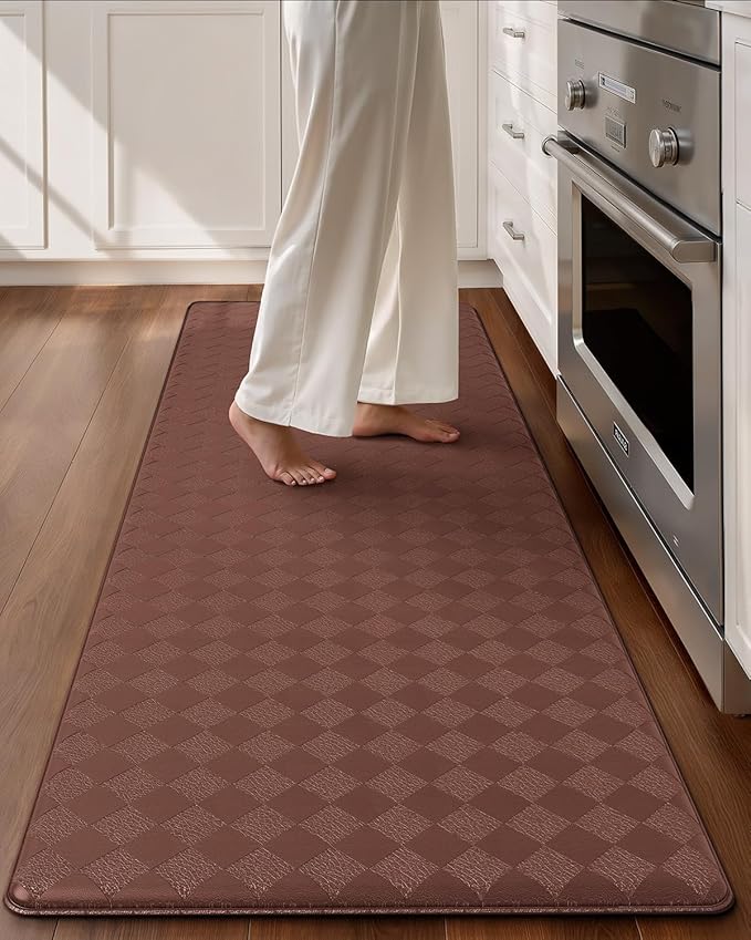 Color&Geometry Anti Fatigue Cushioned Kitchen Floor Mats,24"X59",Long Runner Rug Non Slip Waterproof,Memory Foam Padded Standing Mat for Front Sink,Brown