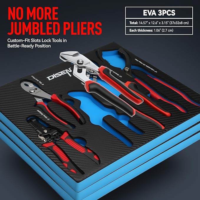 DISEN Pliers Set, 21 Pieces Full Assortment of Plier with EVA, Versatile Pliers Tool Set for Plyers Ideal as Home Use, Holiday, Fathers' Day Gift