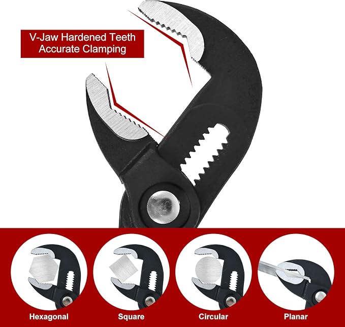 HighFree 3PCS Water Pump Pliers Set 7Inch, 10Inch, 12Inch, Tongue and Groove Pliers Set Quick Adjustment by Pressing and Sliding Grips Any Shaped Object