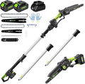 3-IN-1 Electric Pole Saws for Tree Trimming, 8&6 Inch Mini Chainsaw with Extension Pole, 2 * 4.0Ah Battery Powered Pole Chain Saw, Cordless Tree Trimmer Brushless 15ft Max Reach Branch Cutter Pruner