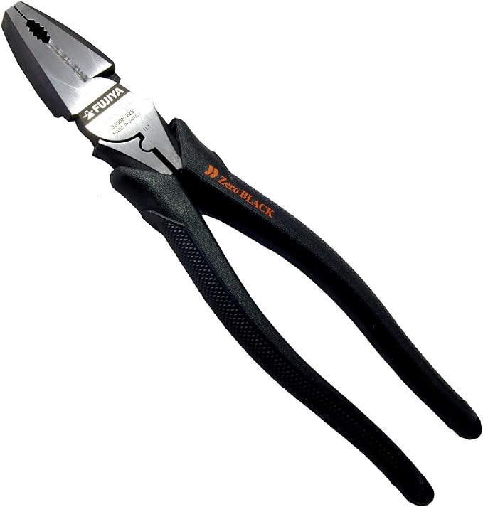 FUJIYA Tools, 3300N-225, High Leverage Lineman's Pliers "Zero Black", 9 Inch