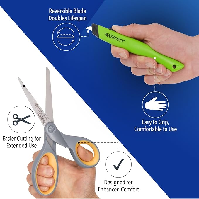 Westcott 2 Titanium Bonded Scissors and 2 Ceramic Utility Cutters, 4-Pack