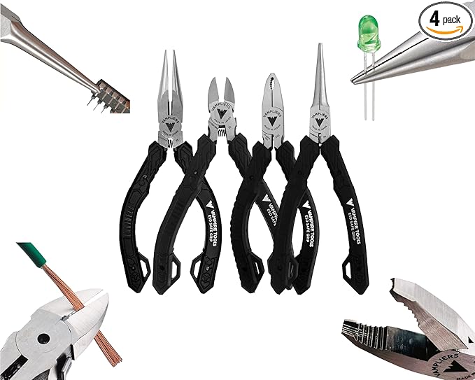 VAMPLIERS 4-PC 5" Precision Mini Pliers Set, ESD Safe, Made in Japan