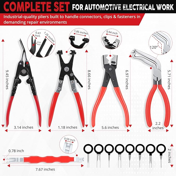 7PCS Electrical Disconnect Pliers, Automotive Electrical Disconnect Pliers, Connector Removal Tool Kit for Cars, Trucks & SUVs with Storage Bag & Gloves
