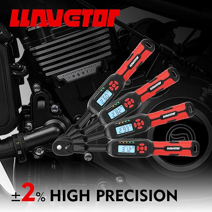 3/8" Digital Torque Wrench 2-45 Ft.lb (±2%), 9PCS Small Digital Torque Wrench,Electronic Torque Tool with Sockets & Adapters for Automotive, Bike,