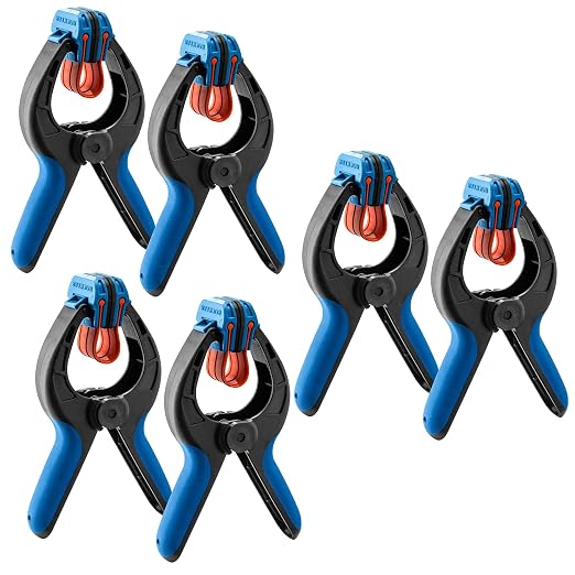 Rockler Bandy Spring Clamps (3-Pair) Easy Squeeze Band Clamps for Thinner Stock & Delicate Moldings One-Handed Operation Medium Nylon Hand Clamps w/Fiberglass