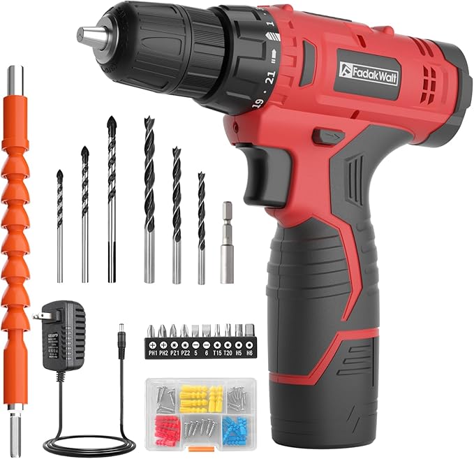 Fadakwalt Cordless Drill Set, 20V Electric Power Drill with Battery And Charger