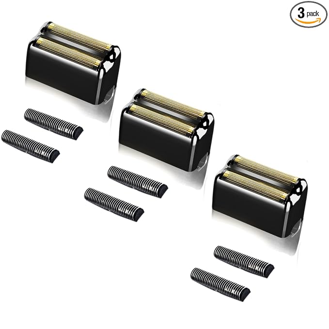 3 pack Replacement Foil and Cutters Compatible with BaBylissPRO Barberology FXFS2 Shaver Metal shaver foil replacement heads,Black