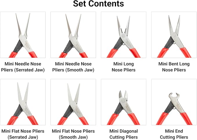 TEKTON Mini Pliers Set with Roll, 8-Piece | PMN99910