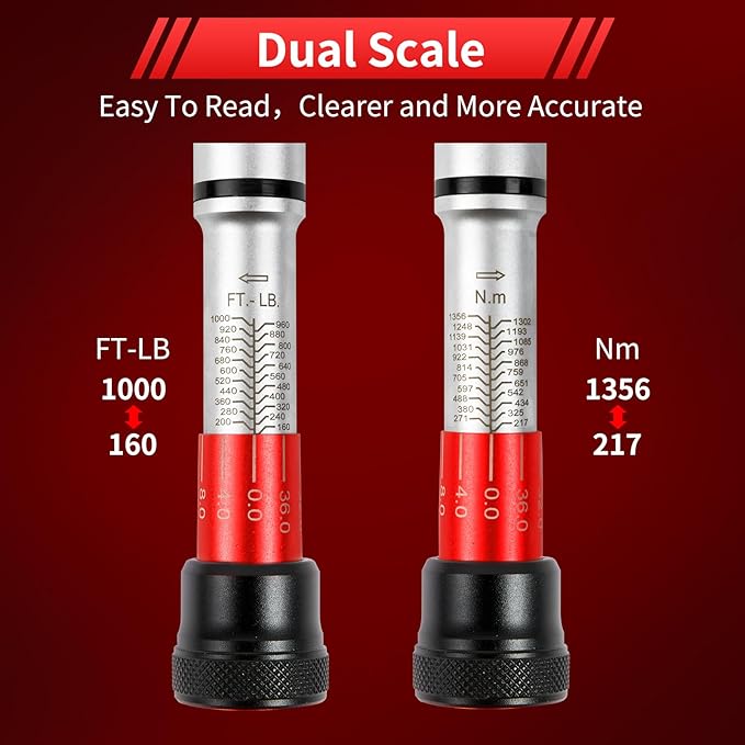 Hairich 3/4-Inch Drive Click Torque Wrench, Dual-Direction Adjustable 48 tooth 160-1000ft.lb/217-1356Nm, Professional Inch Pound Torque Wrench, for Maintenance Tool and Product Assembly