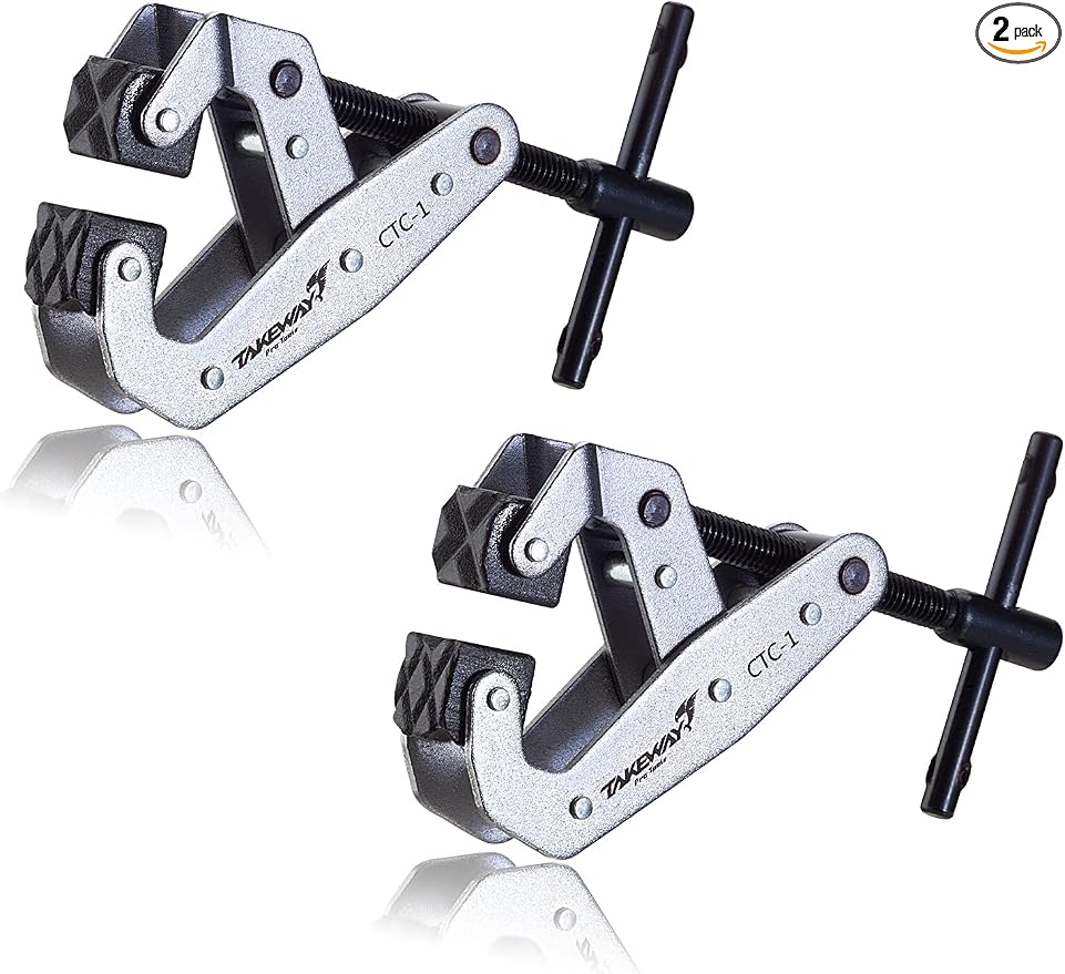 Clamp with T-Handle, Deep Throat Welding and Fabricating, Multi-Purpose Lever Clamp, Cantilever Arm Clamps For Secure Hold, 1" Opening Capacity, 2 Pack