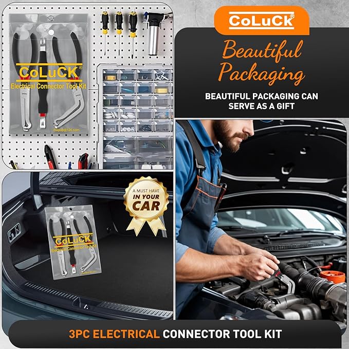 3Pcs Electrical Disconnect Pliers, Upgrade Electrical Connector Pliers, Automotive Electrical Connector Removal Tool, Automotive Electrical Terminal Connector Separator Removal Tool for Cars